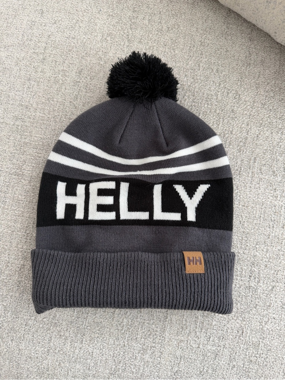 Helly Hansen Gray Pom Beanie - HELLY Knit Hat
